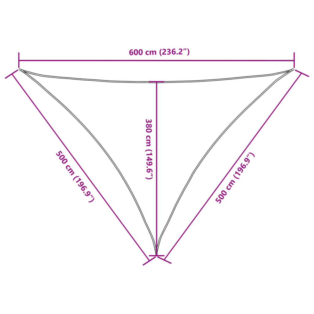 Parasole a Vela Oxford Triangolare 5×6×6 m Bianco - Image 32 of 76