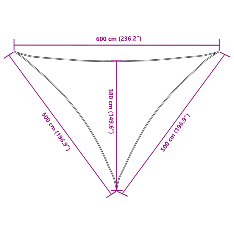 Parasole a Vela Oxford Triangolare 5×6×6 m Bianco - Image 32 of 76