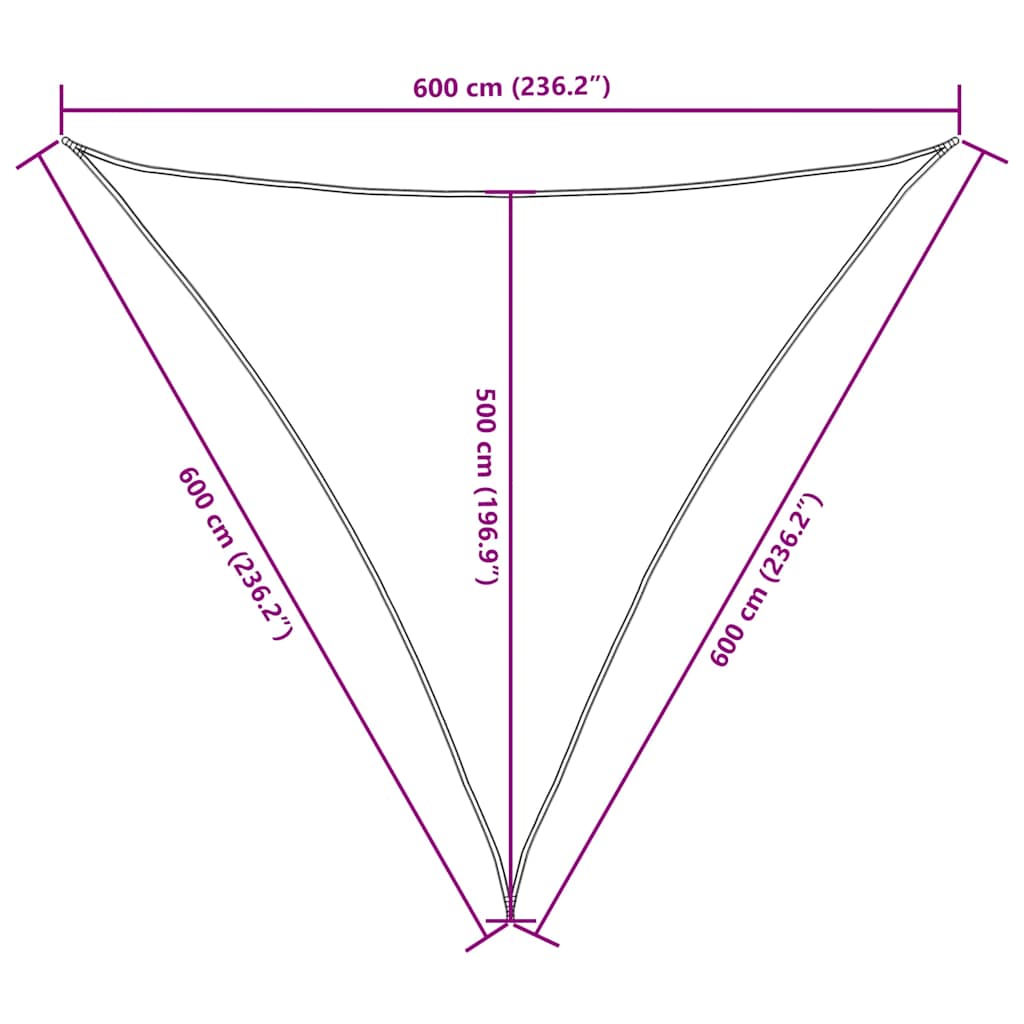 vidaXL Triangular Oxford Fabric Shade Sail 6x6x6 m Beige - Image 24 of 25