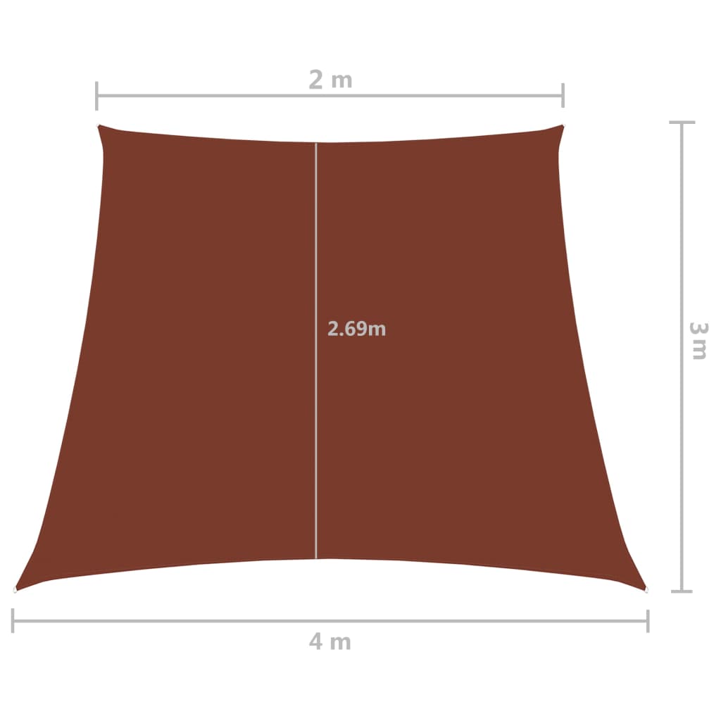 vidaXL Toldo de vela trapezoidal de tela Oxford 2/4x3 m Terracota - Image 4 of 4