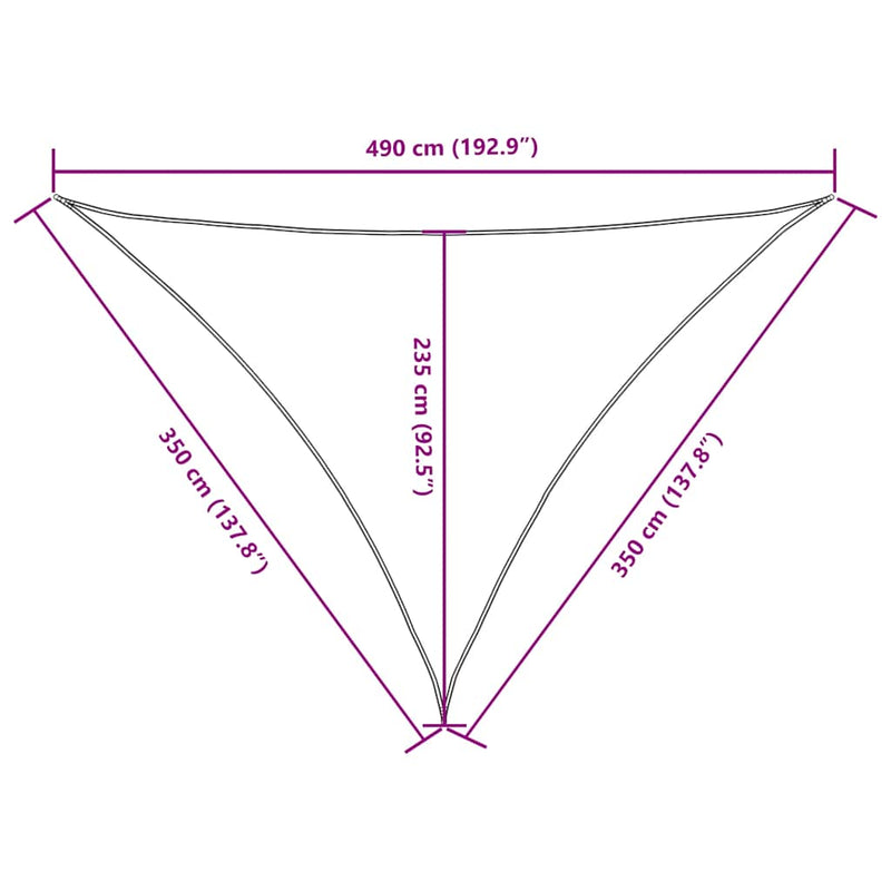 vidaXL Oxford Triangular Shade Sail, 3.5x3.5x4.9 m, Taupe - Image 13 of 16