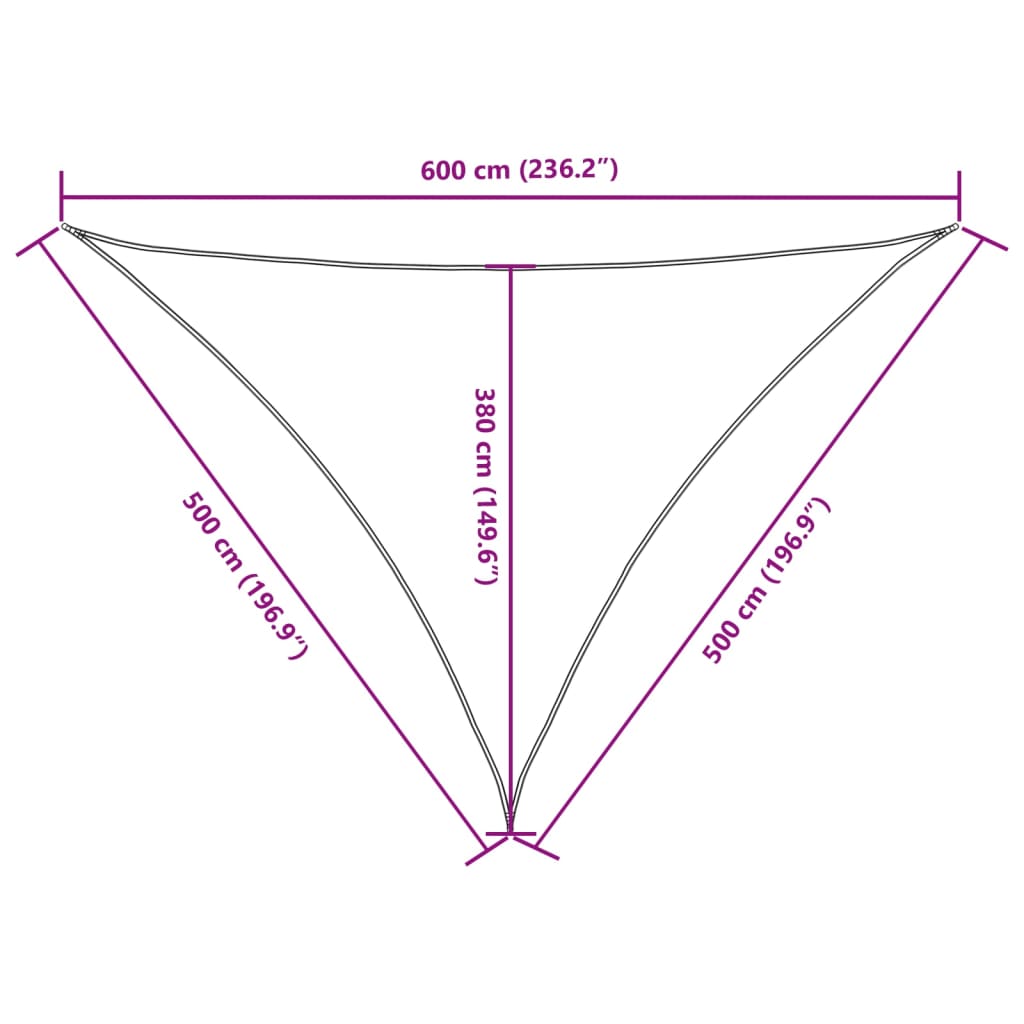 vidaXL Triangular Oxford Shade Sail 4x5x5 m Yellow - Image 26 of 27