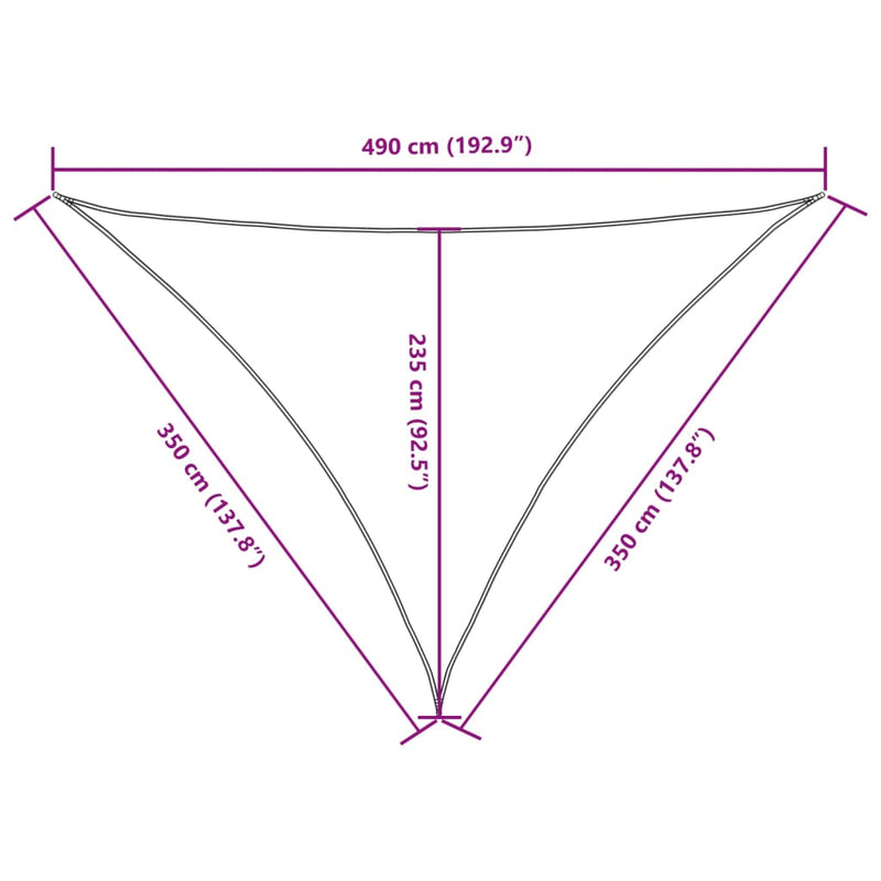 vidaXL Triangular Shade Sail PU-Coated Oxford Fabric 3.5x3.5x4.9 m Red - Image 9 of 9