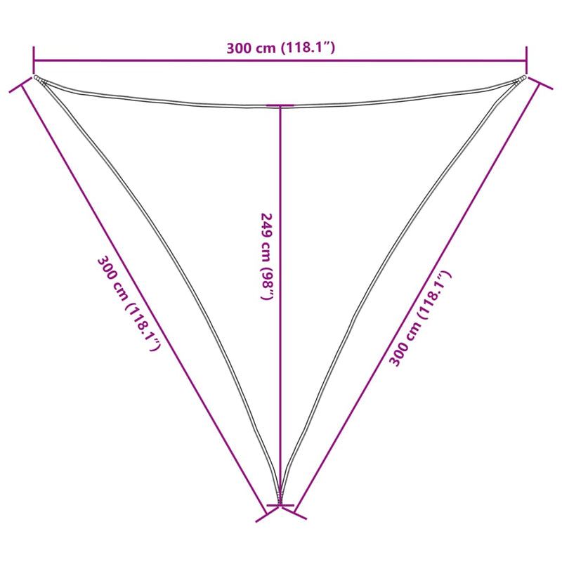 vidaXL 3x3x3 m Triangular PU Coated Oxford Fabric Sun Shade Sail, Orange - Image 35 of 36