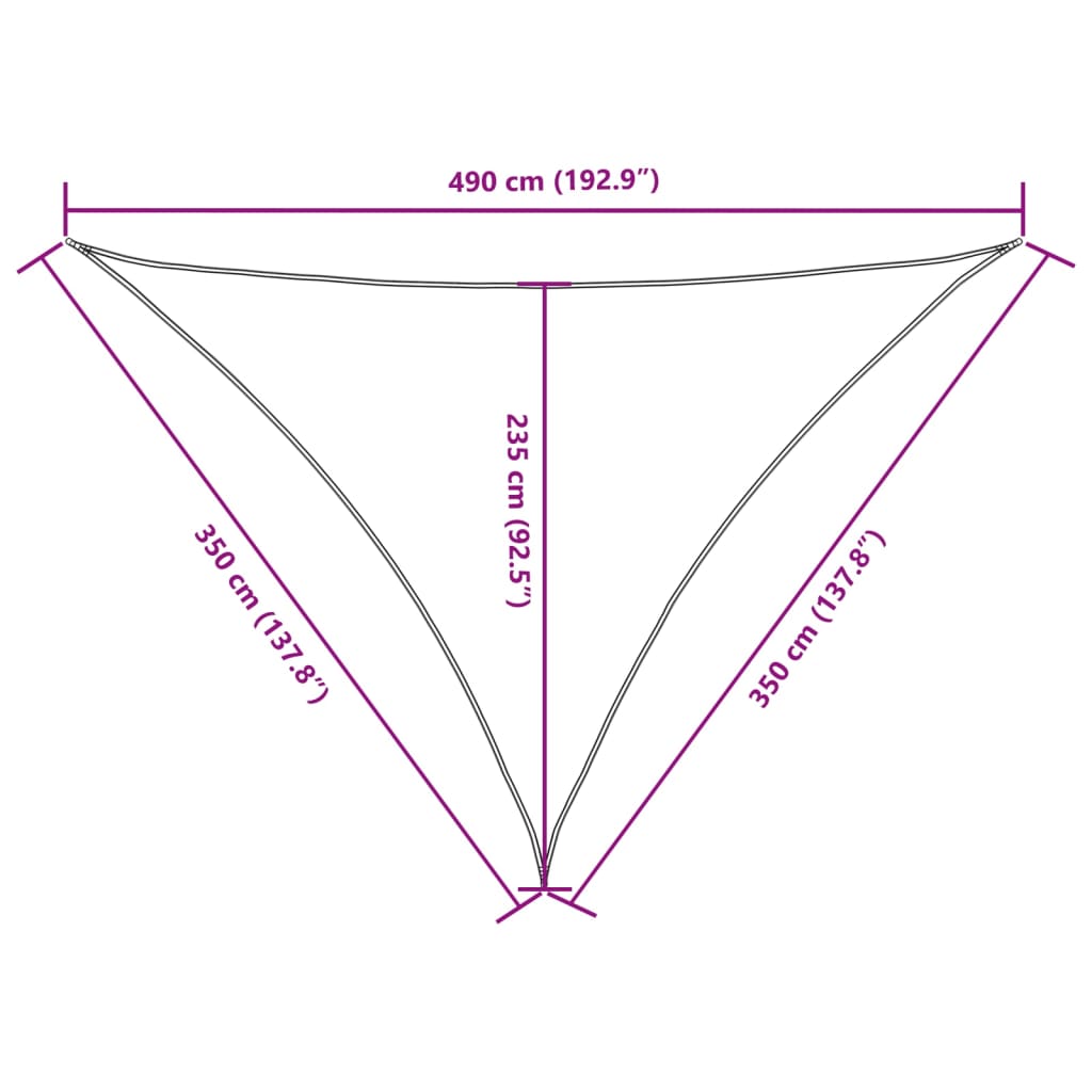 vidaXL Triangular Sun Shade Sail, PU Coated Oxford Fabric, 3.5x3.5x4.9 m, Orange - Image 17 of 18