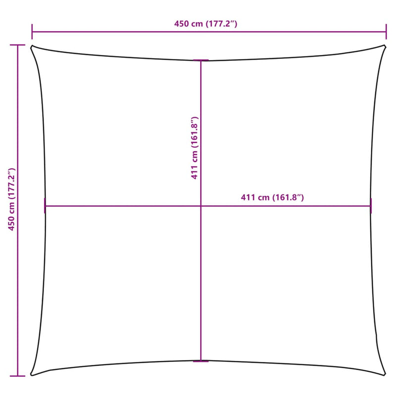 vidaXL Square Oxford Fabric Sail Shade 4.5x4.5 m Black - Image 9 of 9