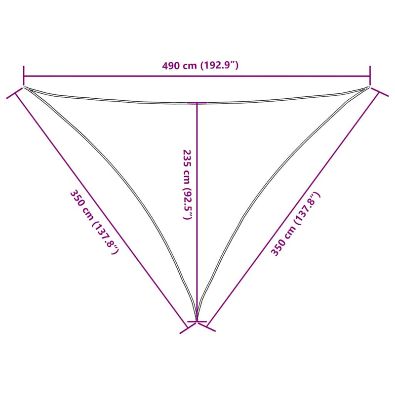 vidaXL Toldo vela triangular Oxford 3,5x3,5x4,9 m Negro - Image 25 of 27