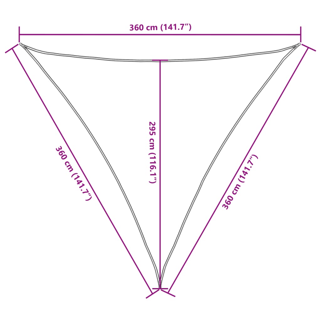 vidaXL Triangular Shade Sail, PU Oxford Fabric, 3.6 m, Brown - Image 9 of 9