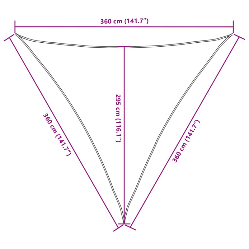 vidaXL Triangular Shade Sail, PU Oxford Fabric, 3.6 m, Brown - Image 9 of 9