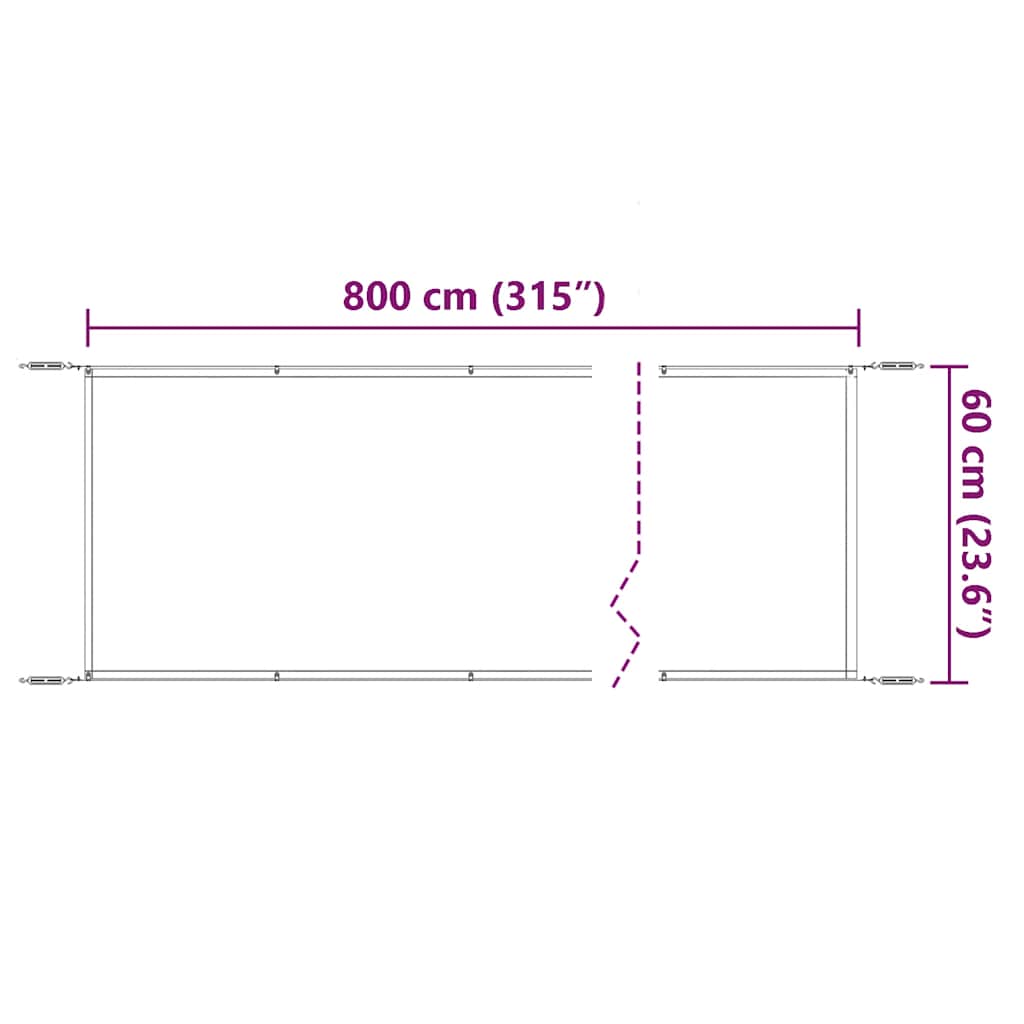vidaXL Paravento Verticale in Tessuto Oxford 60 x 800 cm Bianco - Image 12 of 12