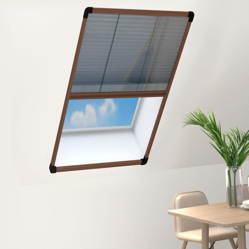 vidaXL Zanzariera Plissettata Finestre in Alluminio Marrone 80x160 cm - Image 1 of 6