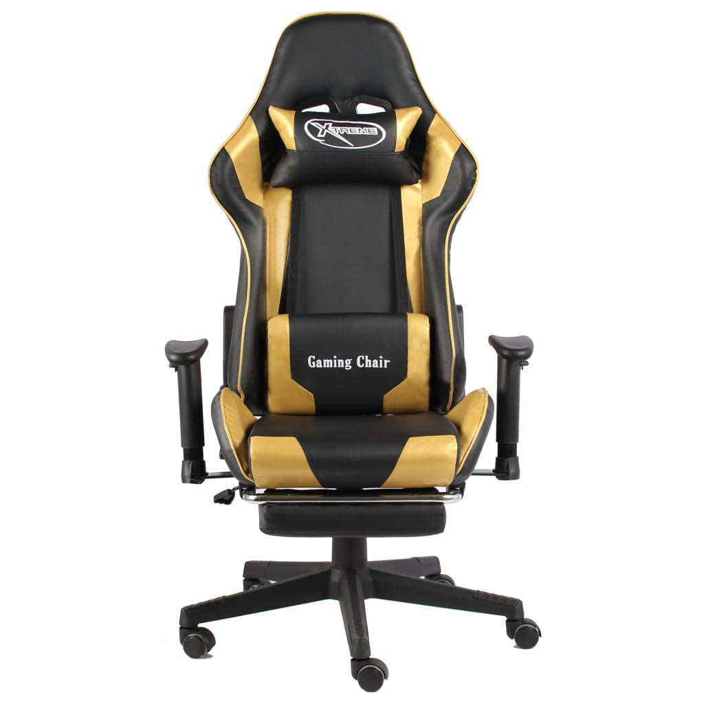 vidaXL Sedia da Gaming Girevole con Poggiapiedi Oro in PVC - Image 1 of 7