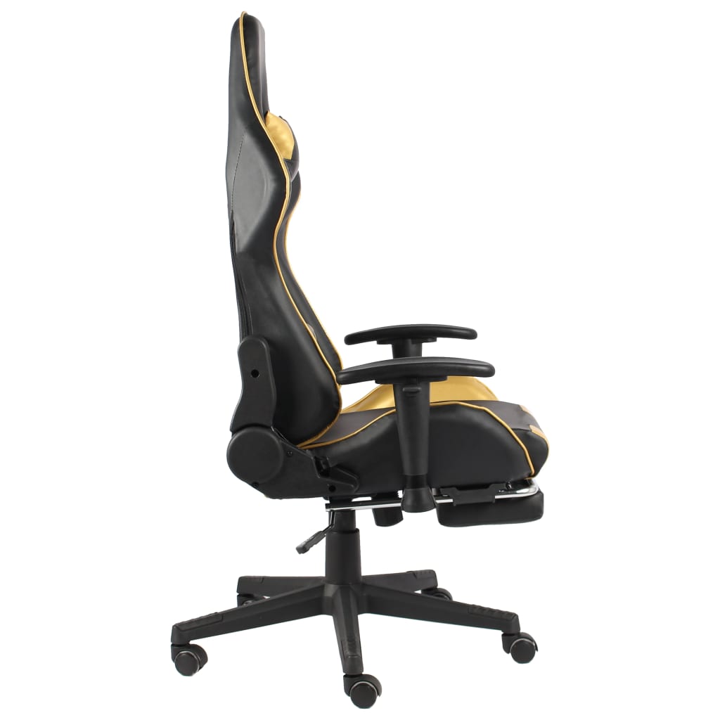 vidaXL Sedia da Gaming Girevole con Poggiapiedi Oro in PVC - Image 2 of 7