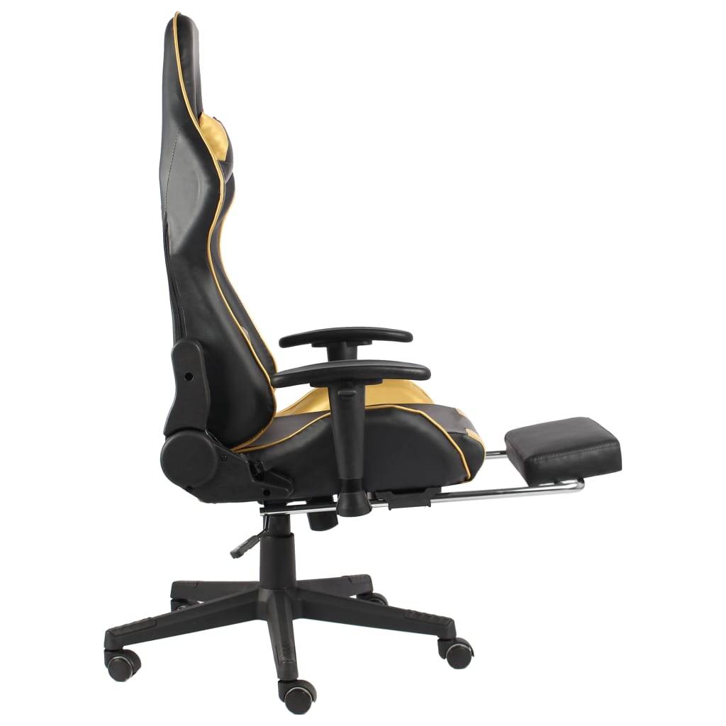 vidaXL Sedia da Gaming Girevole con Poggiapiedi Oro in PVC - Image 3 of 7