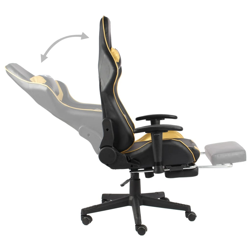 vidaXL Sedia da Gaming Girevole con Poggiapiedi Oro in PVC - Image 4 of 7