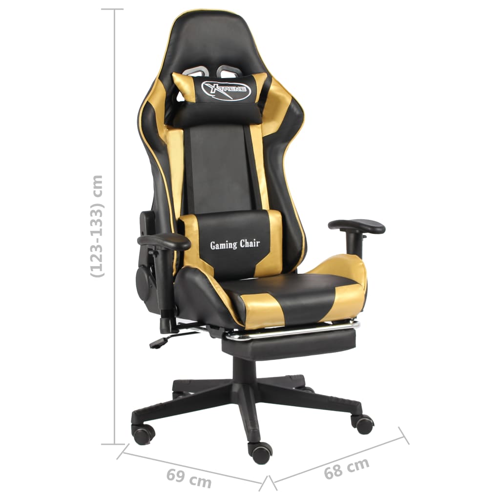 vidaXL Sedia da Gaming Girevole con Poggiapiedi Oro in PVC - Image 7 of 7