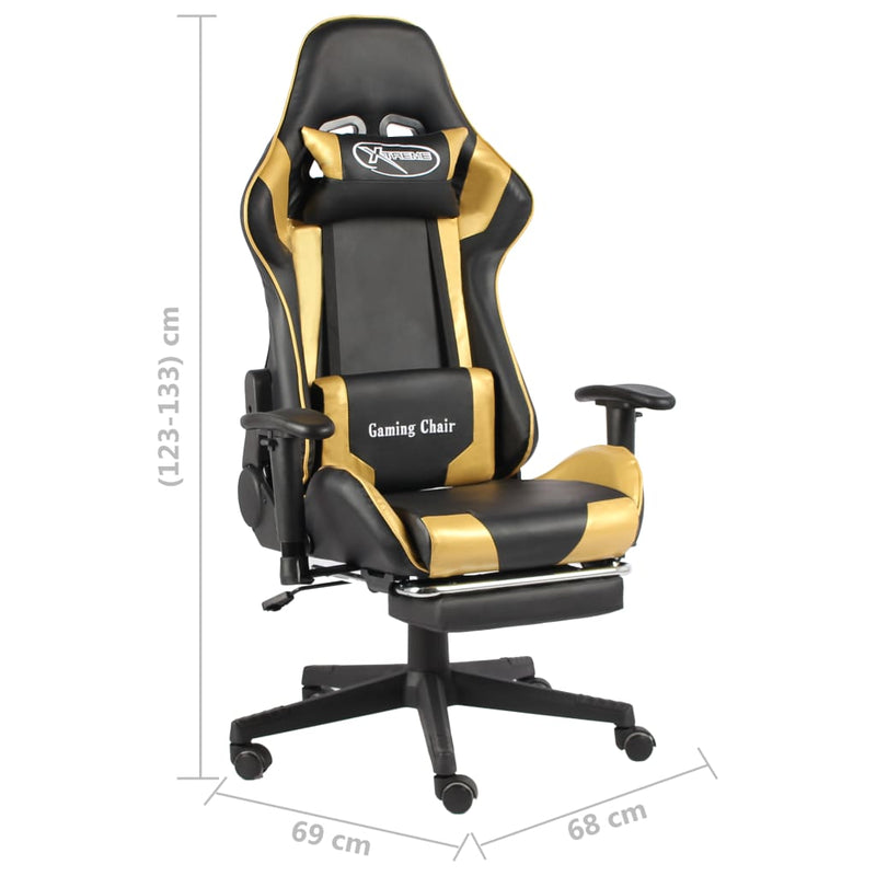 vidaXL Sedia da Gaming Girevole con Poggiapiedi Oro in PVC - Image 7 of 7