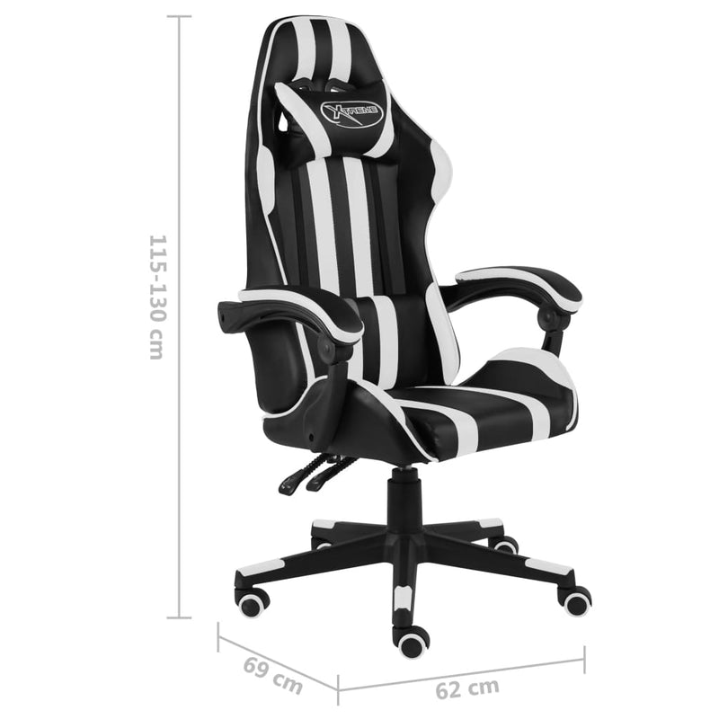 vidaXL Sedia da Gaming Nero e Bianco in Similpelle - Image 4 of 4