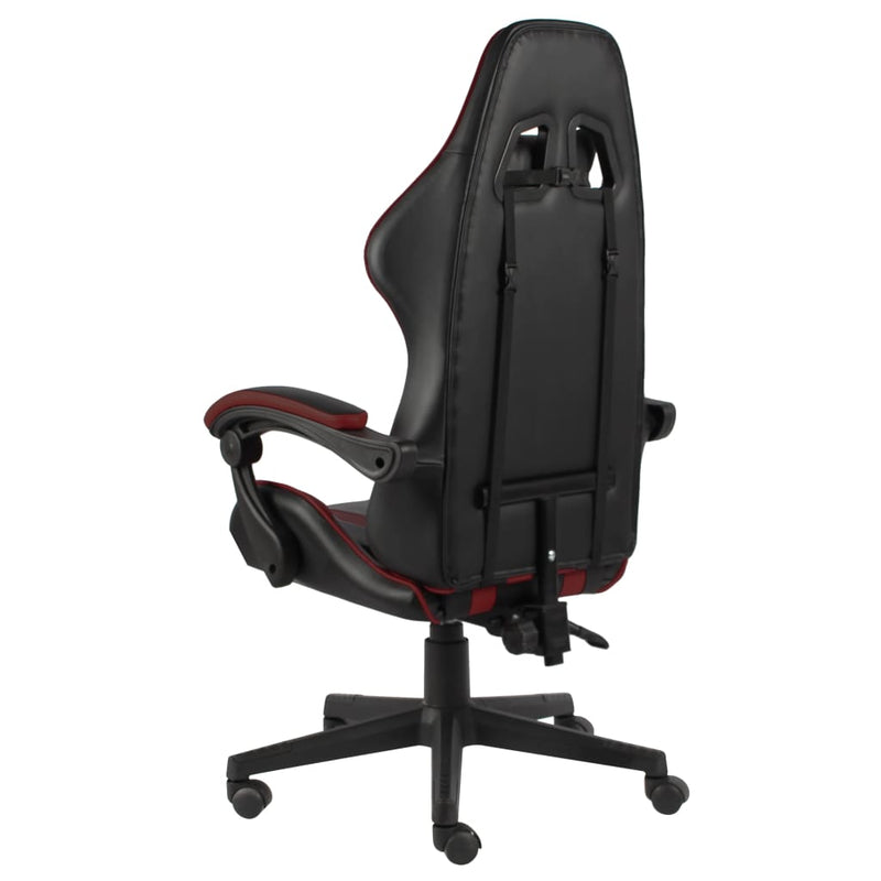 vidaXL Sedia da Gaming Nero e Rosso Vino in Similpelle - Image 2 of 4