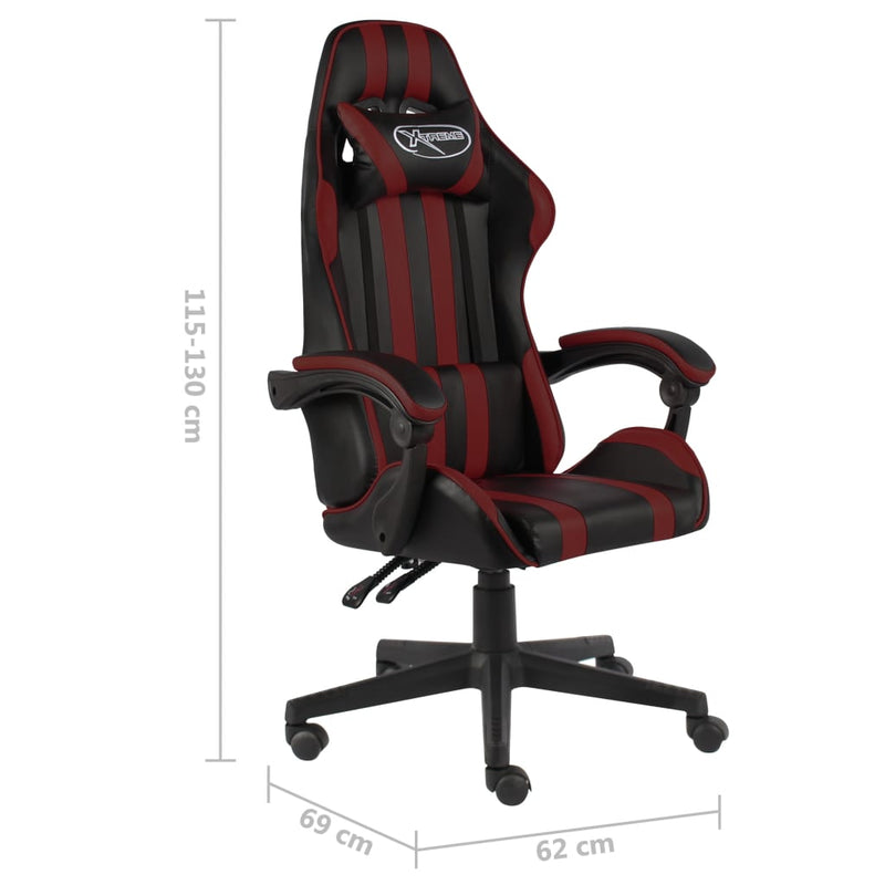 vidaXL Sedia da Gaming Nero e Rosso Vino in Similpelle - Image 4 of 4