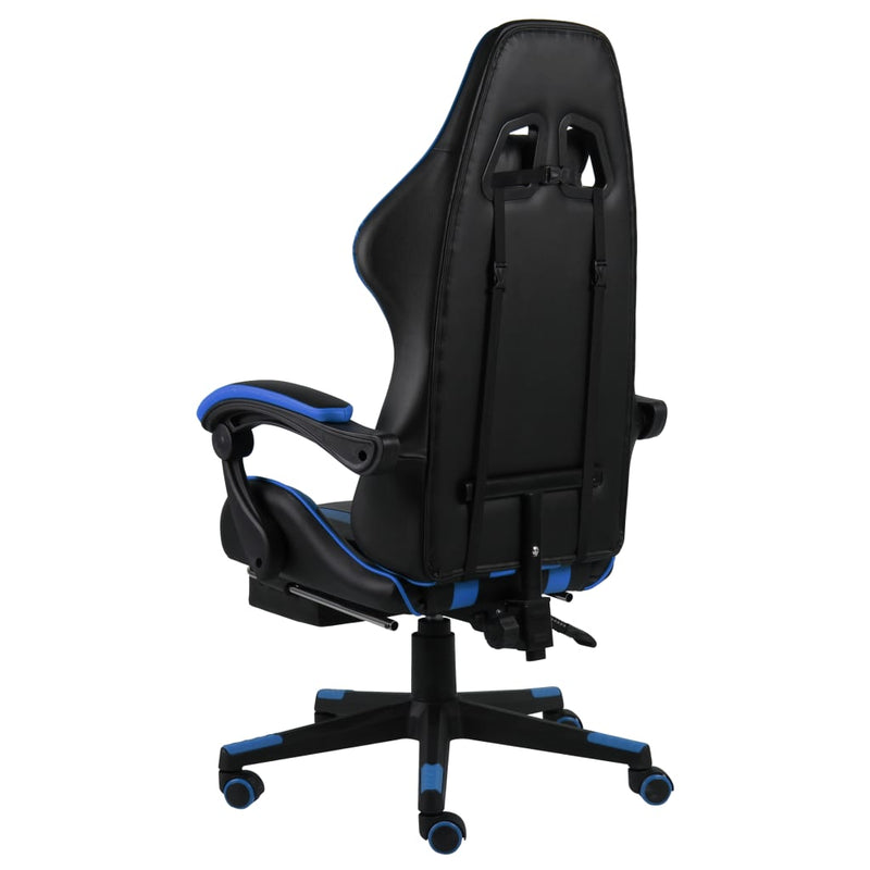 vidaXL Sedia da Gaming con Poggiapiedi Blu e Nera in Similpelle - Image 2 of 4