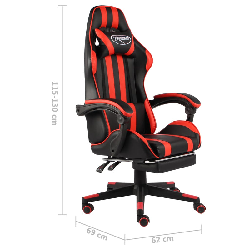 vidaXL Sedia da Gaming con Poggiapiedi Nero e Rosso in Similpelle - Image 4 of 4