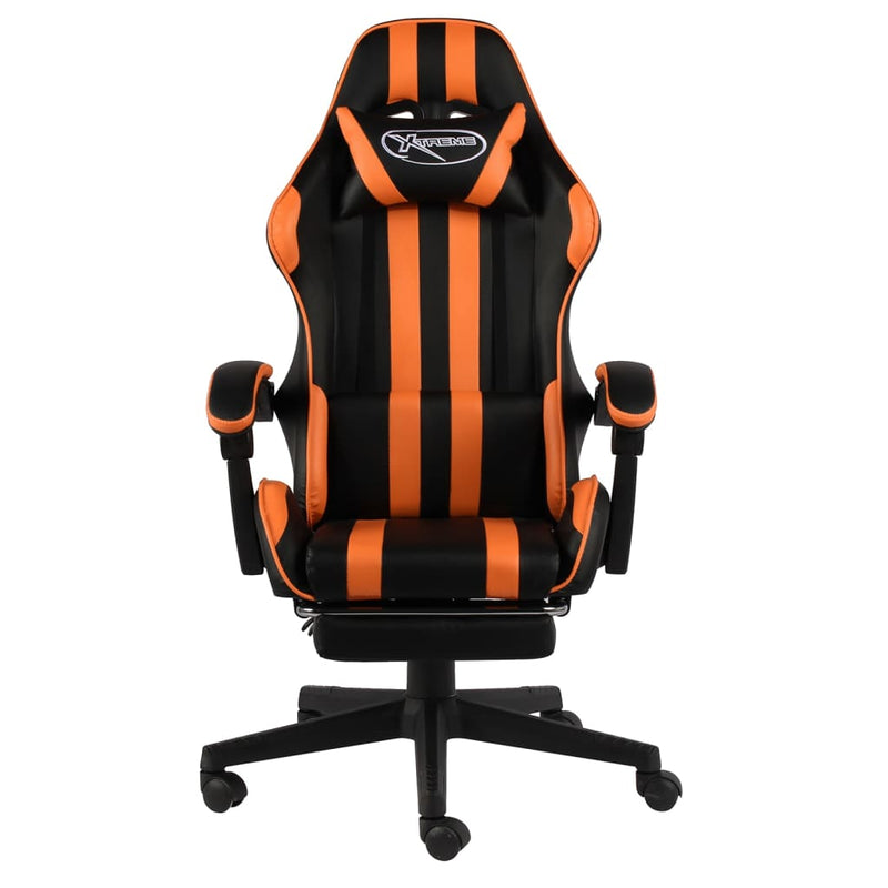 vidaXL Sedia da Gaming con Poggiapiedi Nero e Arancione in Similpelle - Image 1 of 4