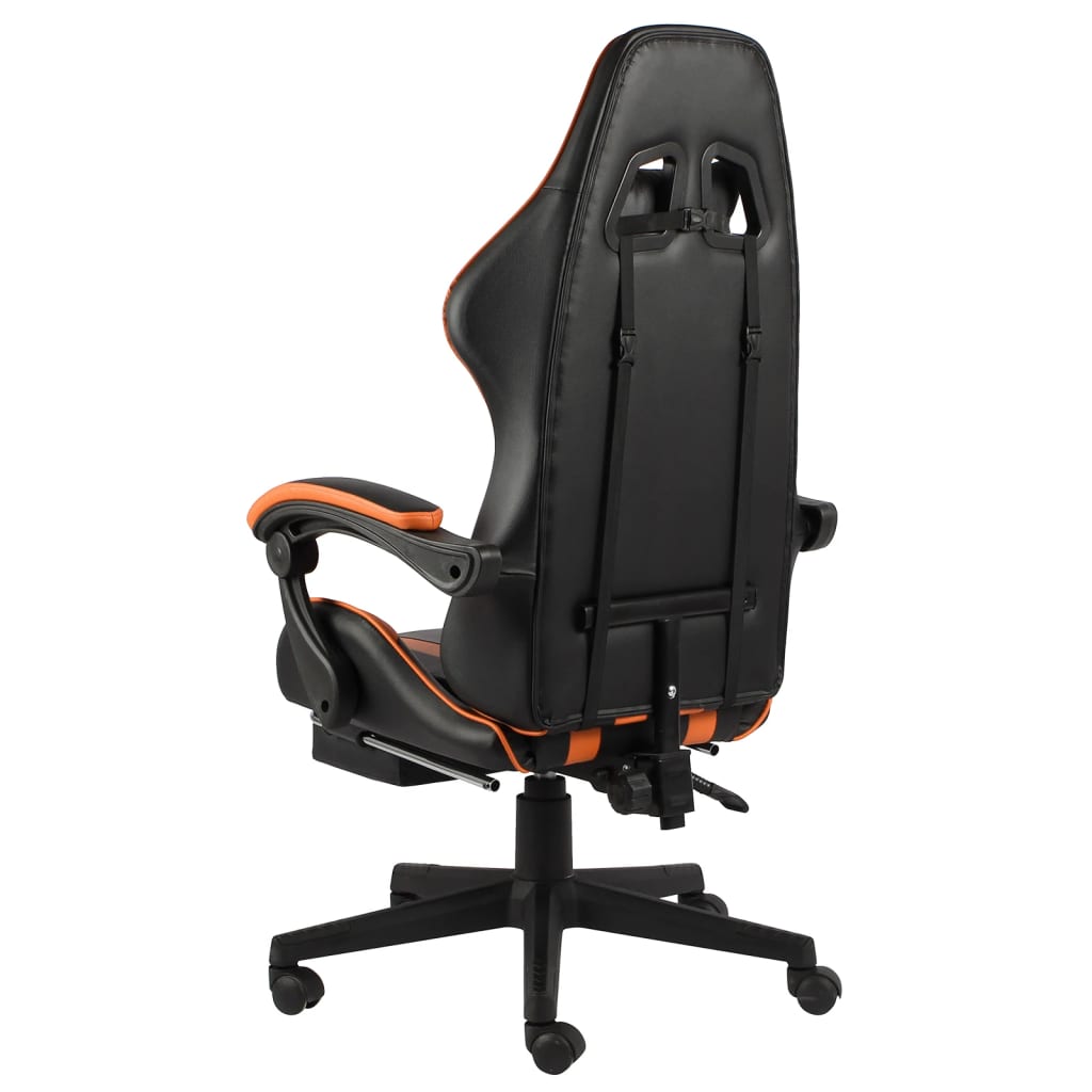 vidaXL Sedia da Gaming con Poggiapiedi Nero e Arancione in Similpelle - Image 2 of 4