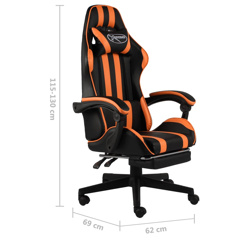 vidaXL Sedia da Gaming con Poggiapiedi Nero e Arancione in Similpelle - Image 4 of 4