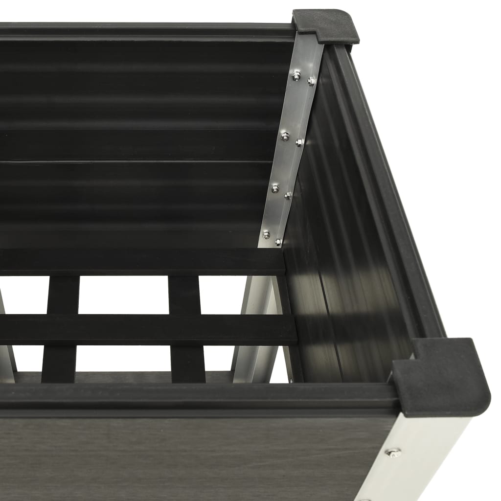vidaXL Raised Planter in WPC with Shelf 50x50x90 cm Grey - Image 2 of 3