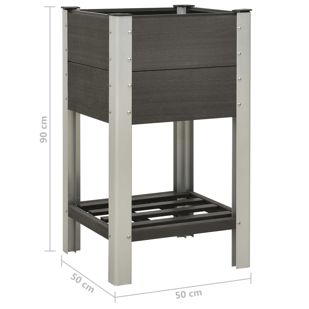 vidaXL Raised Planter in WPC with Shelf 50x50x90 cm Grey - Image 3 of 3