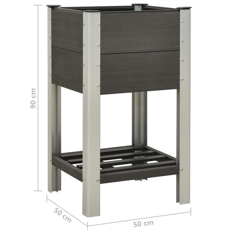 vidaXL Raised Planter in WPC with Shelf 50x50x90 cm Grey - Image 3 of 3