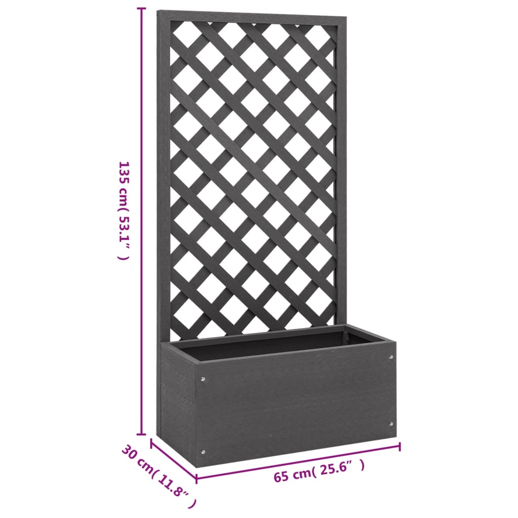 vidaXL WPC Planter with Trellis 65x30x135 cm Grey - Image 4 of 4
