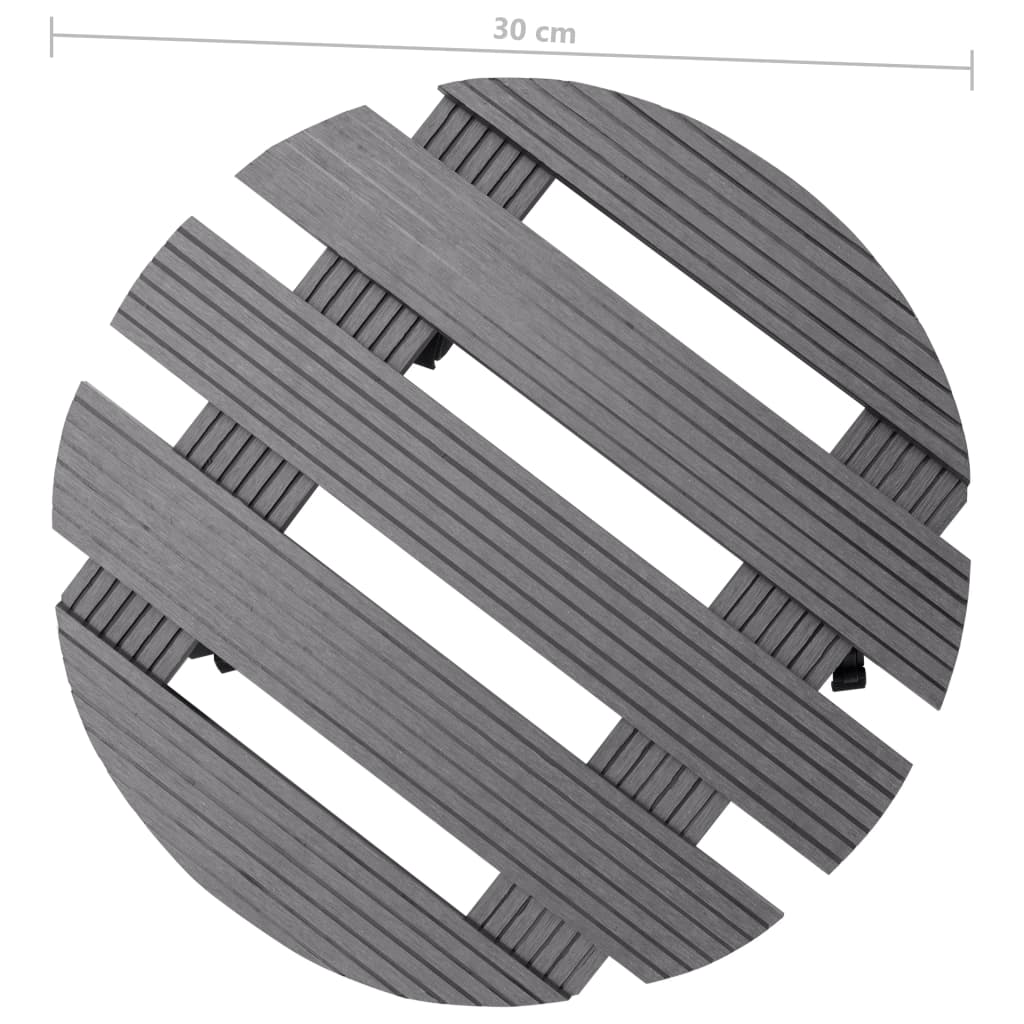 vidaXL Grey WPC Plant Dollies, 30 cm Diameter - Image 7 of 8
