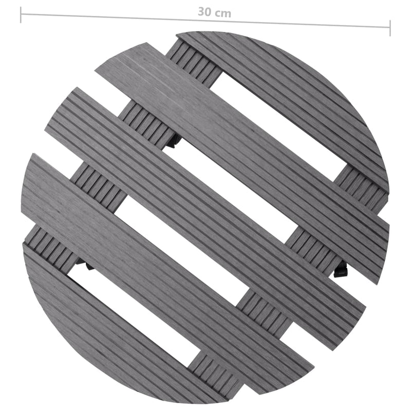 vidaXL Grey WPC Plant Dollies, 30 cm Diameter - Image 7 of 8