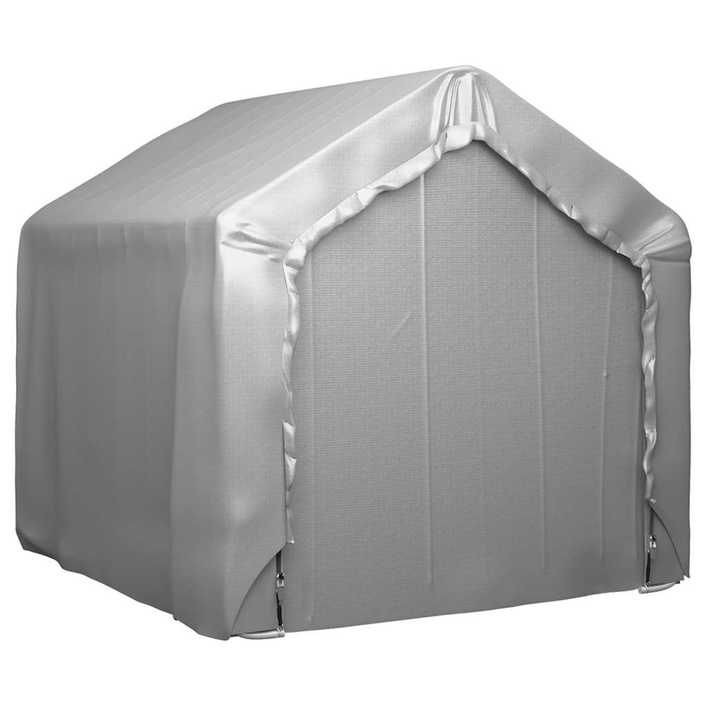 vidaXL Garden Storage Tent, Galvanized Steel and PE, 180x180x71 cm, Grey - Image 3 of 5