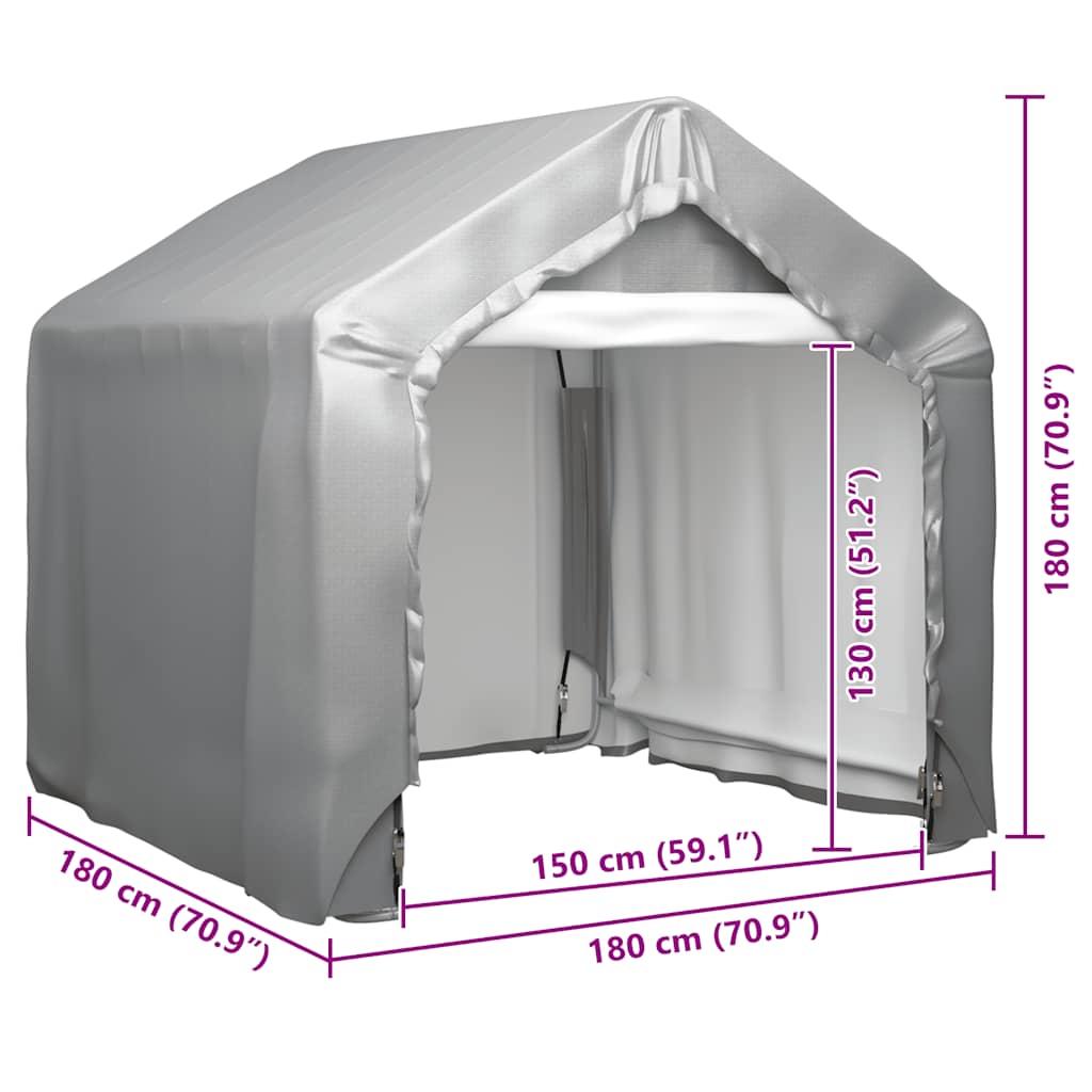 vidaXL Garden Storage Tent, Galvanized Steel and PE, 180x180x71 cm, Grey - Image 4 of 5