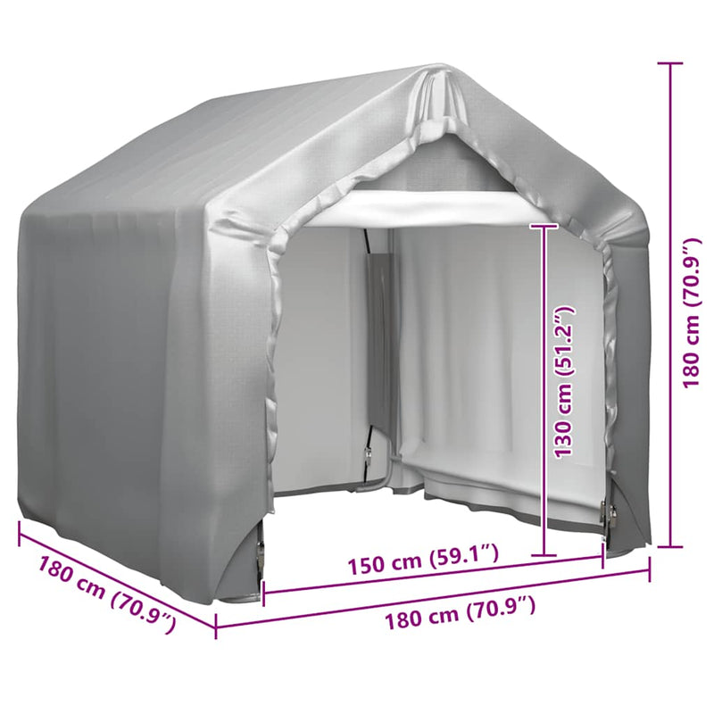 vidaXL Garden Storage Tent, Galvanized Steel and PE, 180x180x71 cm, Grey - Image 4 of 5