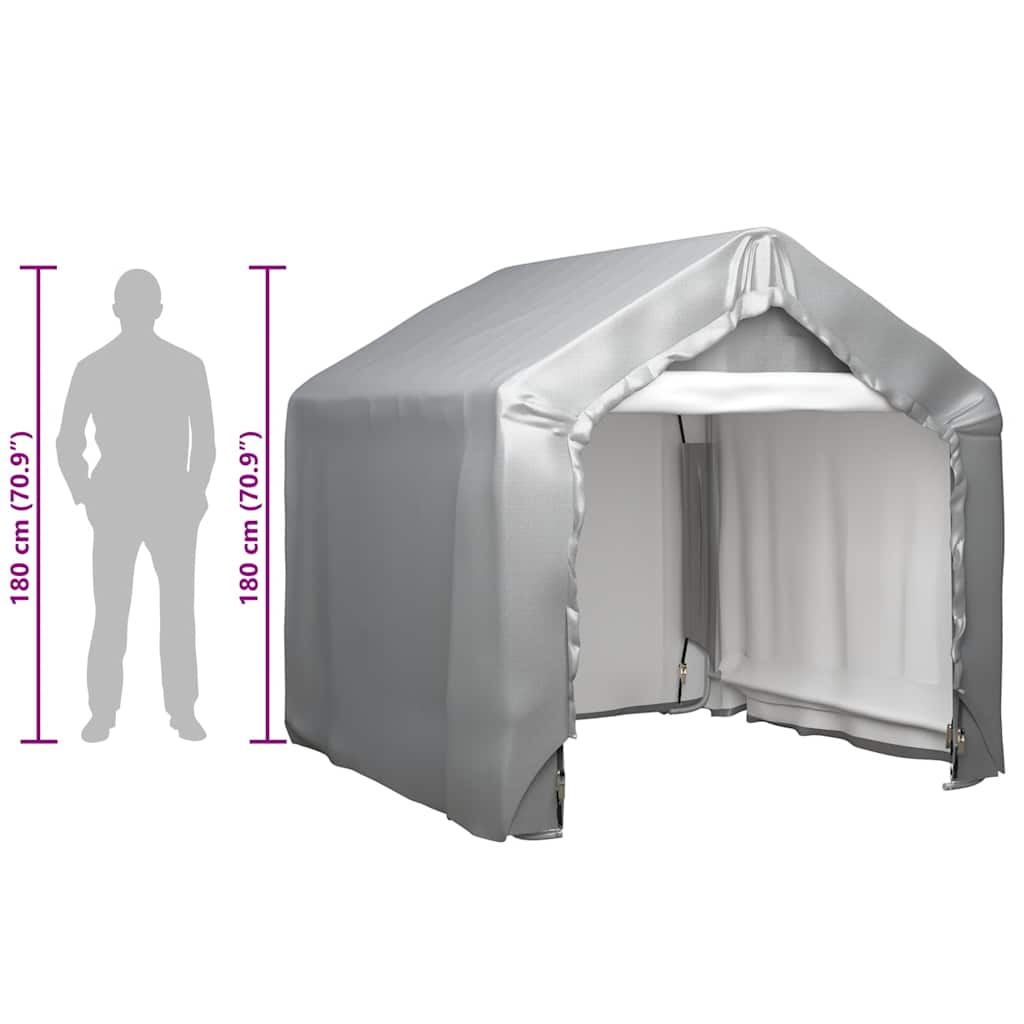 vidaXL Garden Storage Tent, Galvanized Steel and PE, 180x180x71 cm, Grey - Image 5 of 5