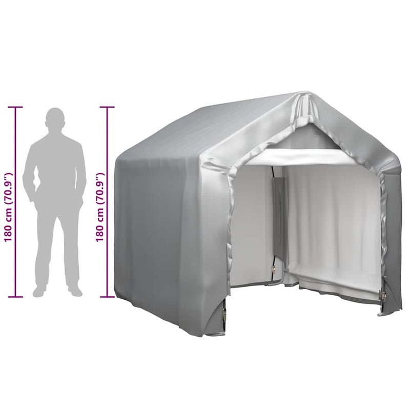 vidaXL Garden Storage Tent, Galvanized Steel and PE, 180x180x71 cm, Grey - Image 5 of 5