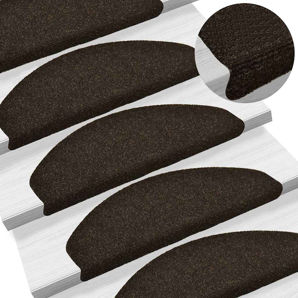 Tappetini per scale autoadesivi 10 pz 65x21x4 cm marrone semicircolari grandi - immagine 2 | SolPatio - Image 2 of 26