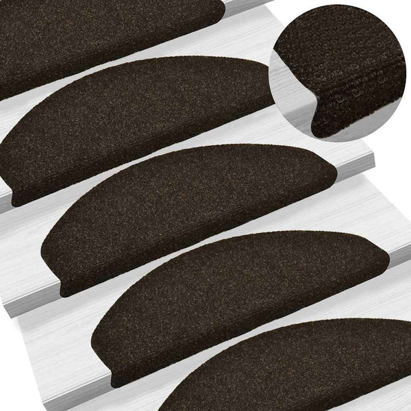 Tappetini per scale autoadesivi 10 pz 65x21x4 cm marrone semicircolari grandi - immagine 2 | SolPatio