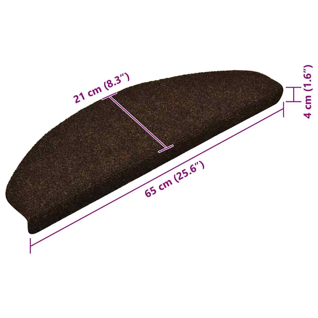vidaXL Tappetini per scale autoadesivi 5 pz 65x21x4 cm marrone semicircolari grandi - Image 6 of 6