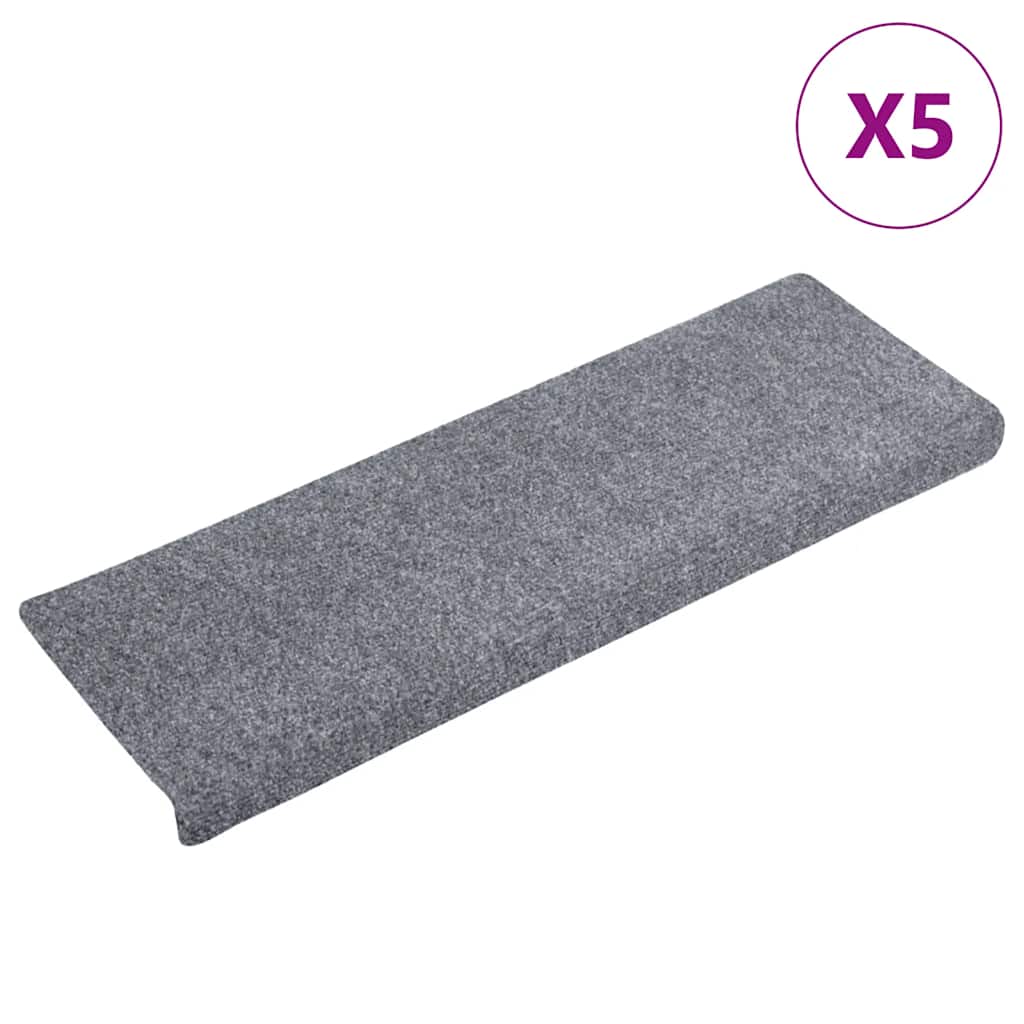 vidaXL Tappetini per scale autoadesivi 5 pz 65x21x4 cm Grigio chiaro bordo rettangolare - Image 2 of 7