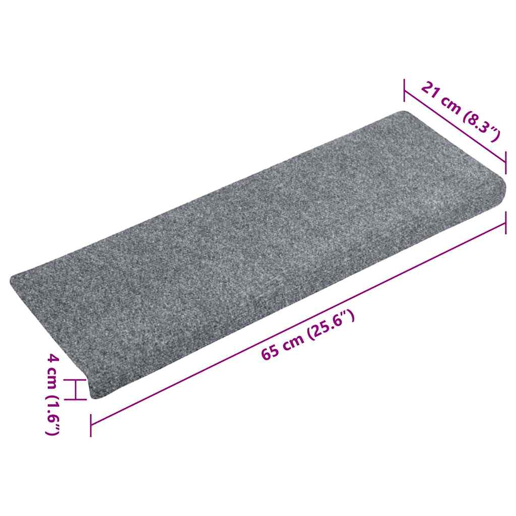 vidaXL Tappetini per scale autoadesivi 5 pz 65x21x4 cm Grigio chiaro bordo rettangolare - Image 7 of 7