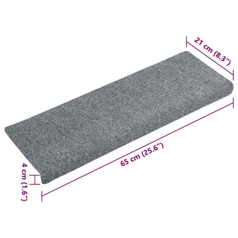 vidaXL Tappetini per scale autoadesivi 5 pz 65x21x4 cm Grigio chiaro bordo rettangolare - Image 7 of 7