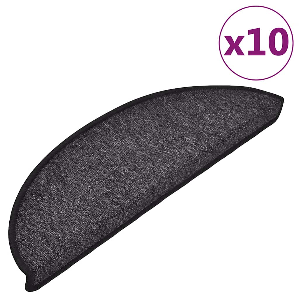 vidaXL Tappetini per scale 10 pz 56x17x3 cm Antracite Semicircolari - Image 2 of 8