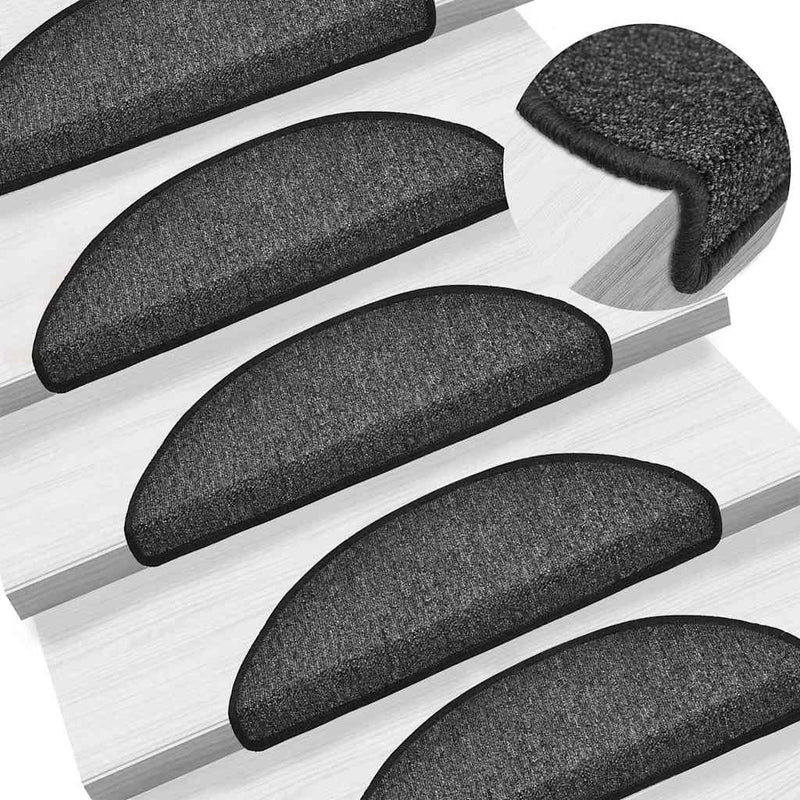 vidaXL Tappetini per scale 10 pz 56x17x3 cm Antracite Semicircolari - Image 1 of 8