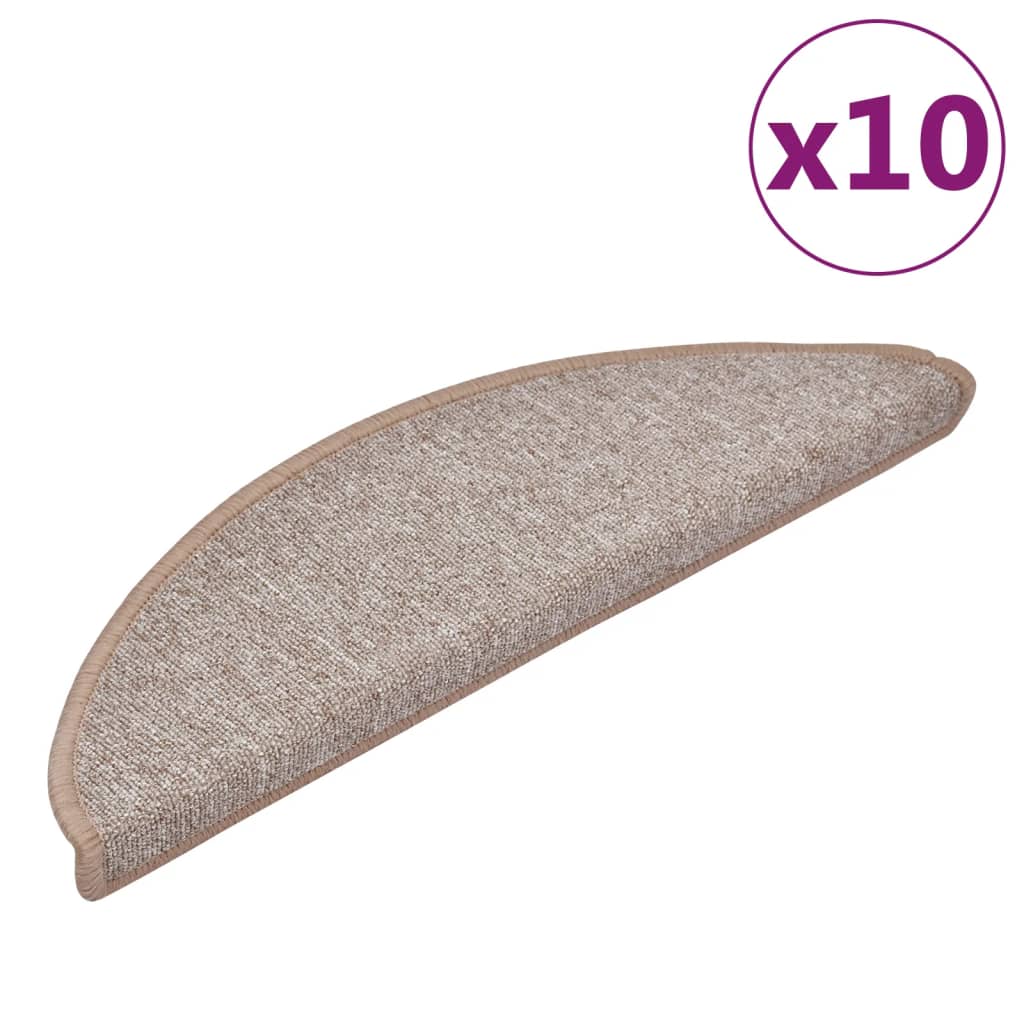 vidaXL Tappetini per scale 10 pz 56x17x3 cm Marrone chiaro Semicircolari - Image 2 of 8