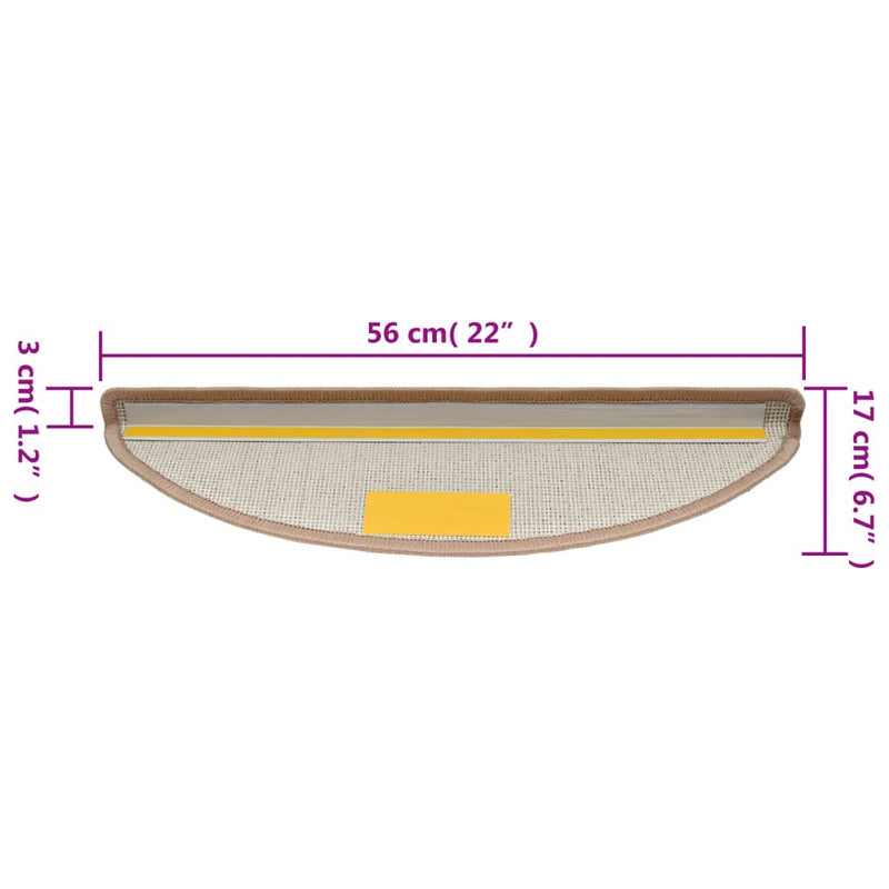 vidaXL Tappetini per scale 15 pz 56x17x3 cm Marrone chiaro Semicircolari - Image 29 of 31